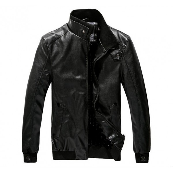 Foreign Trade Men's Leather Clothing Standing Collar Slim Fitting Men's Leather Jacket PU Men's Motorcycle Jacket Men's Jacket Short Style