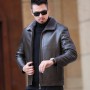 Haining Middle-Aged And Elderly Leather Jacket, Men's Fur Integrated Casual Thickened Plush Sheep Leather Jacket Short Jacket