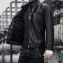 2023 Spring Men's Motorcycle Leather Coat Autumn Coat Korean Version Slim Fit Trend Handsome Youth Casual PU Leather Top