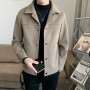 Men's Jacket, Spring, Autumn, Winter, Korean Version, Trendy Slim Fitting Casual Fabric, Short, High-End Woolen Jacket, Men's Thickened