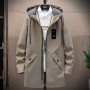 Windbreaker Men's 2023 Spring And Autumn New Mid Length Jacket Men's Hooded Jacket Casual Versatile Men's Clothing