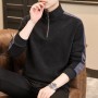 American Half Zip Panel Sweater Men's Plush And Thickened Autumn/Winter Fleece Fleece Mock Neck Loose And Warm Coat