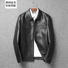 2023 Spring And Autumn New Haining Men's Genuine Leather Top Layer Sheepskin Lapel Leather Jacket Casual Business Coat