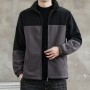 Windproof Standing Collar Fleece Jacket Versatile Jacket For Men With Plush And Thickened Fashionable Color Matching Fleece Jacket For Men's Clothing