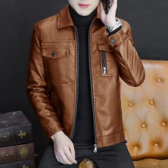 Coat Men's Leather Jacket 2023 Trendy Casual Motorcycle Autumn And Winter Plush Motorcycle Jacket Men's PU Clothing Men's