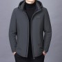 Down Jacket Men's Warm Jacket Middle-Aged Dad's Detachable Hood White Duck Down Business Casual Top Jacket