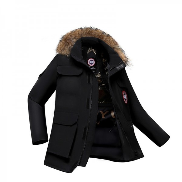 Black Gold Goose Down Coat 2023 New Outdoor Work Suit Cold Proof Clothing For Men And Women Couples Thickened Warm Coat