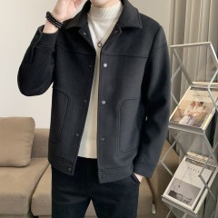 Men's Jacket, Spring, Autumn, Winter, Korean Version, Trendy Slim Fitting Casual Fabric, Short, High-End Woolen Jacket, Men's Thickened