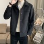 Men's Jacket, Spring, Autumn, Winter, Korean Version, Trendy Slim Fitting Casual Fabric, Short, High-End Woolen Jacket, Men's Thickened