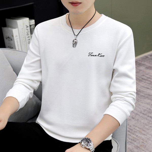 Spring And Autumn Round Neck Sweater For Men, Loose And Versatile, Handsome And Trendy Brand Top, Fashion And Comfortable, Printed Long Sleeve Underlay Shirt For Outer Wear