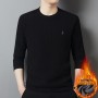 Round Neck Plush Sweater For Men In Autumn And Winter, New Trend Of Thickening And Simplicity, Middle-Aged And Young Men's Loose Fitting Pullover And Bottom Up Shirt