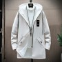 Windbreaker Men's 2023 Spring And Autumn New Mid Length Jacket Men's Hooded Jacket Casual Versatile Men's Clothing