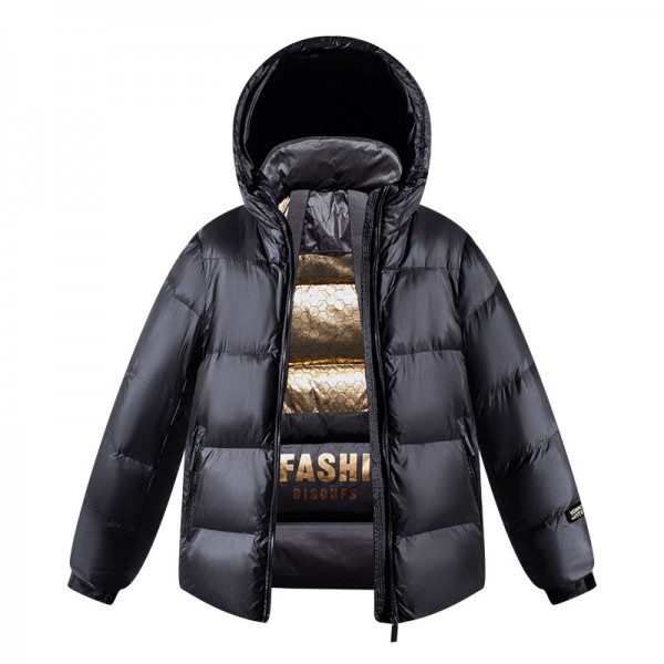 New Black Gold High-End Popular Down Jacket For Couples, Short And Thick Winter Jacket, Unisex Trend Warm Jacket