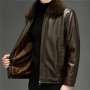 Winter New Middle-Aged And Elderly Men's Plush And Thick Leather Jacket Pu Leather Jacket Autumn And Winter Zipper Fur Integrated Jacket