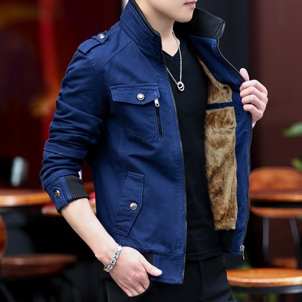 Men's Jacket Spring And Autumn Korean Casual Thickened Youth Oversized Wear-Resistant Trend Standing Collar Work Jacket Jacket For Men