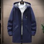 Windbreaker Men's 2023 Spring And Autumn New Mid Length Jacket Men's Hooded Jacket Casual Versatile Men's Clothing