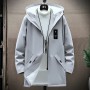 Windbreaker Men's 2023 Spring And Autumn New Mid Length Jacket Men's Hooded Jacket Casual Versatile Men's Clothing