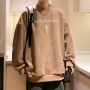 Suede Round Neck Sweater For Men's Spring Trendy Brand Loose Jacket For Men's Retro Heavy Duty Long Sleeved Upper Garment