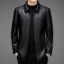 2023 Autumn/Winter Haining Deer Skin Leather Clothes For Men's Casual Mid Length Light Luxury Polo Top Genuine Leather Jacket Coat For Men