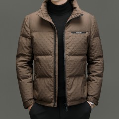 2023 Winter New Men's White Duck Down Casual Fashion Business Solid Neck Cold Proof Down Coat Men's Coat