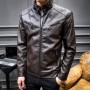 2023 Spring Men's Motorcycle Leather Coat Autumn Coat Korean Version Slim Fit Trend Handsome Youth Casual PU Leather Top