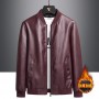 New Men's Casual Leather Jacket Autumn And Winter Standing Collar Youth Stock Large Plush And Thick Coat Sports Men's Clothing