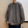 Suede Round Neck Sweater For Men's Spring Trendy Brand Loose Jacket For Men's Retro Heavy Duty Long Sleeved Upper Garment