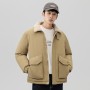 Winter New Men's Short Down Jacket Stand Collar Jacket With Corduroy Splicing Windproof And Warm Duck Down Color Matching Men's Clothing