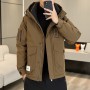 Winter New 50 White Duck Down Down Coat Men's Loose Port Style Hooded Coat Outdoor Windproof Down Charge Coat