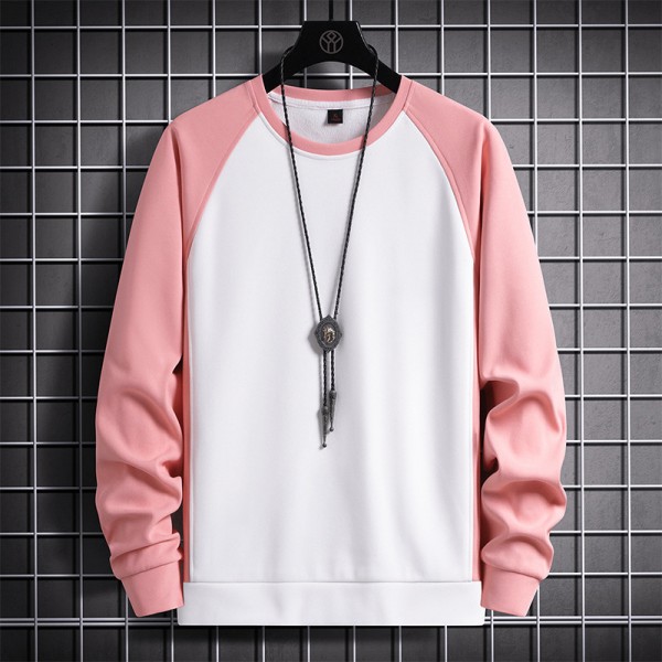 Trendy Men's Sweater 2023 Autumn New Round Neck Loose Fitting Long Sleeved T-Shirt Trendy Casual Bottom Top Ins