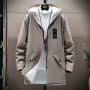 Windbreaker Men's 2023 Spring And Autumn New Mid Length Jacket Men's Hooded Jacket Casual Versatile Men's Clothing