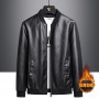 New Men's Casual Leather Jacket Autumn And Winter Standing Collar Youth Stock Large Plush And Thick Coat Sports Men's Clothing