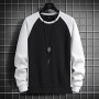 Trendy Men's Sweater 2023 Autumn New Round Neck Loose Fitting Long Sleeved T-Shirt Trendy Casual Bottom Top Ins