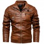 Cross Border Men's Leather Clothing Stand Collar Trend Autumn And Winter New Leather Jacket Handsome Motorcycle Suit Youth European Size Jacket